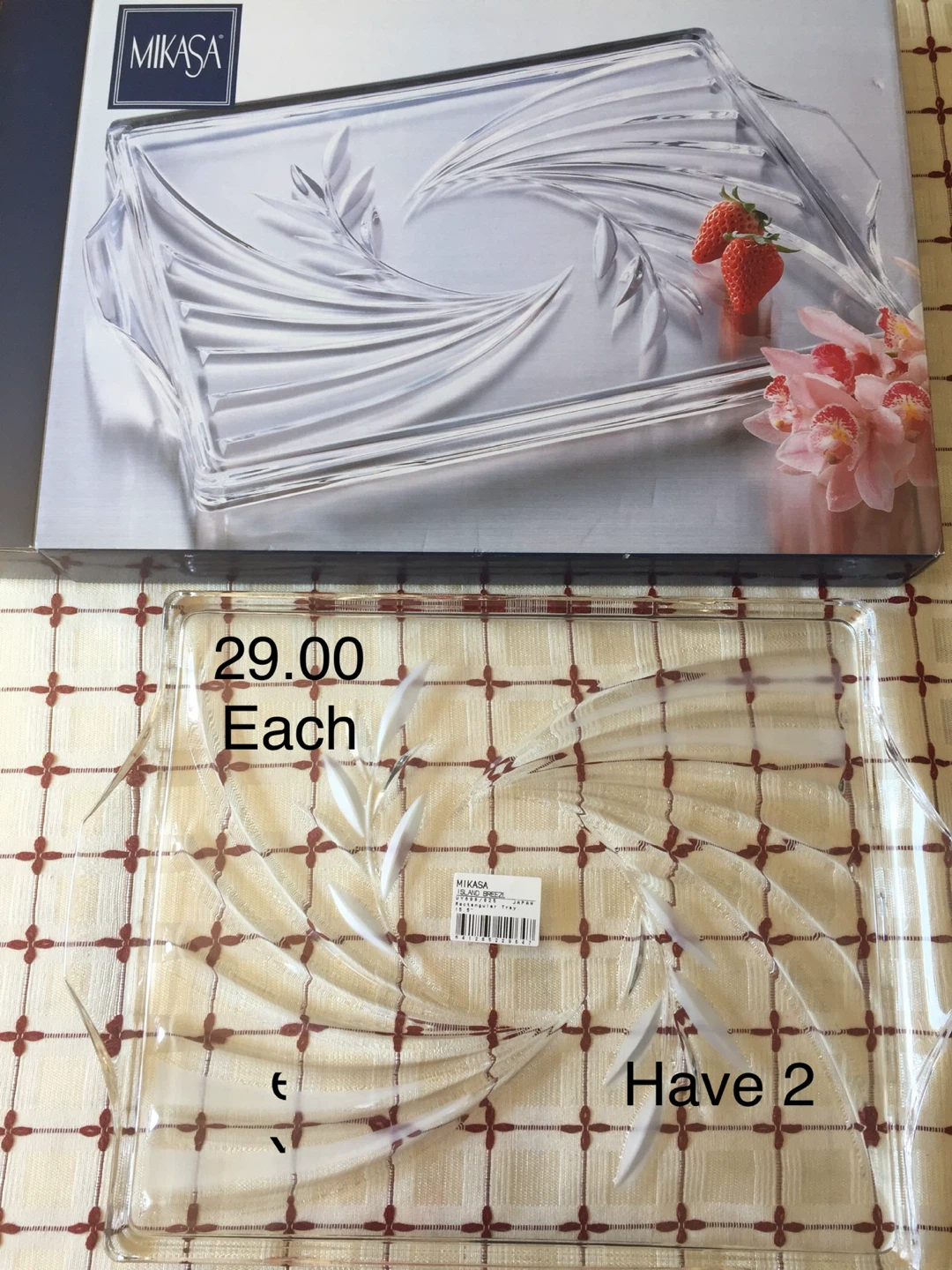 $20 each I have 2 Mikasa Island Breeze Rectangular Tray