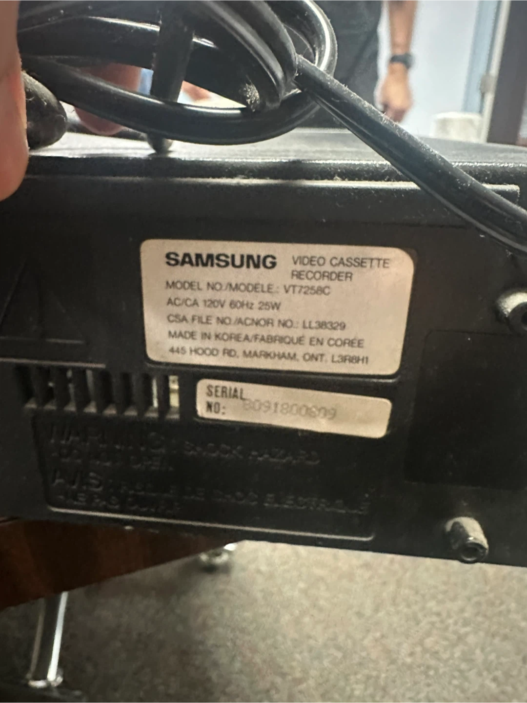 Samsung VT7258C VCR - photo 3