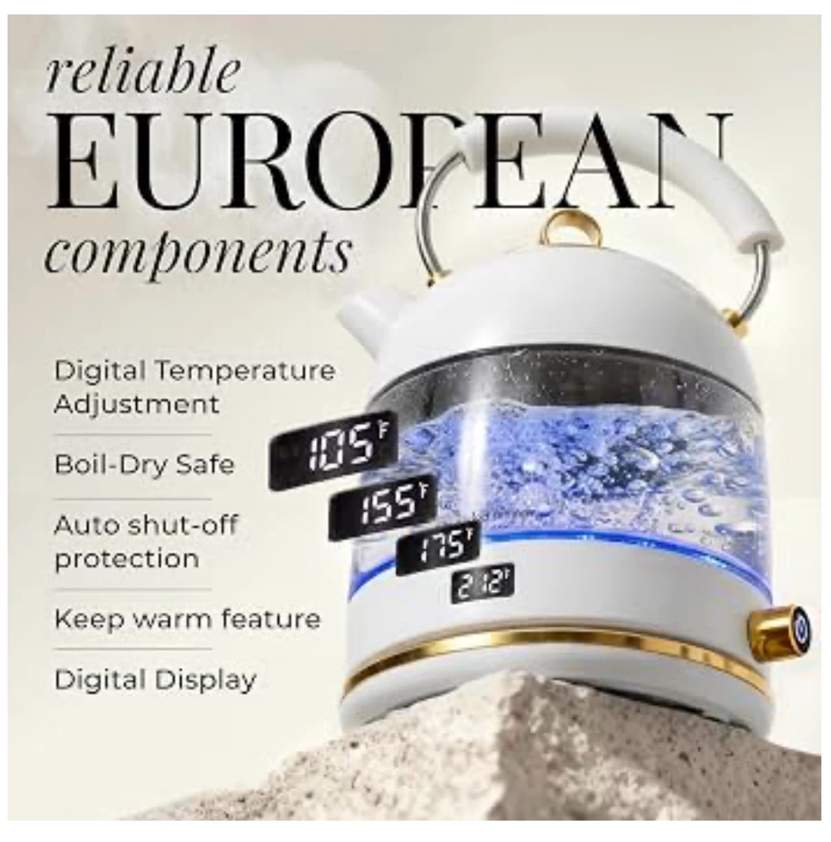 Styled Settings White Electric Kettle with Temperature Control - photo 2