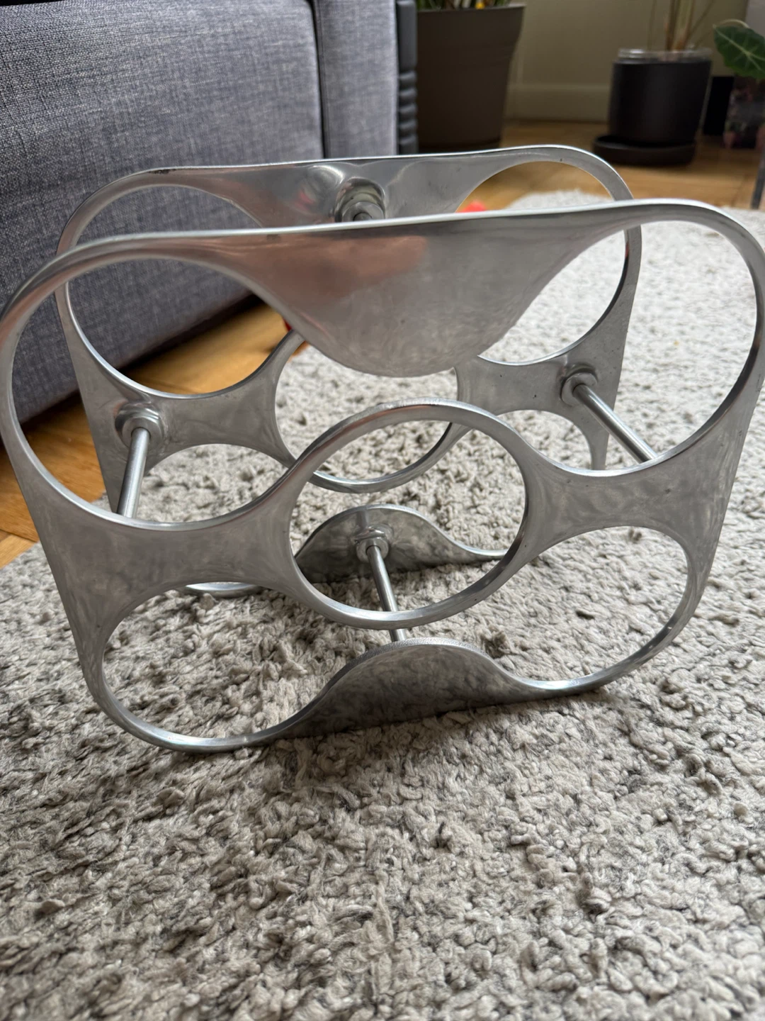 Vintage Style Metal Wine Rack 6 Bottle Mid Century Modern