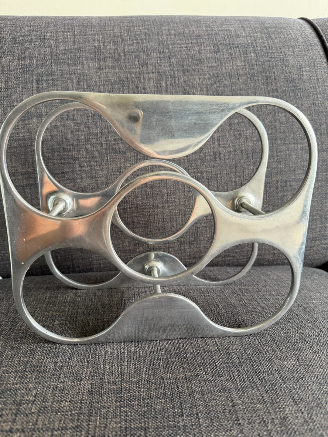 Vintage Style Metal Wine Rack 6 Bottle Mid Century Modern - photo 2