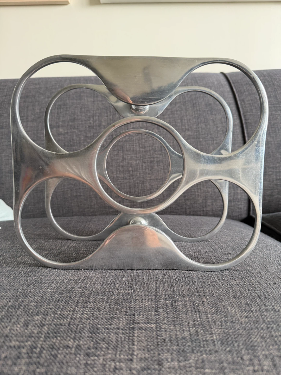 Vintage Style Metal Wine Rack 6 Bottle Mid Century Modern - photo 4