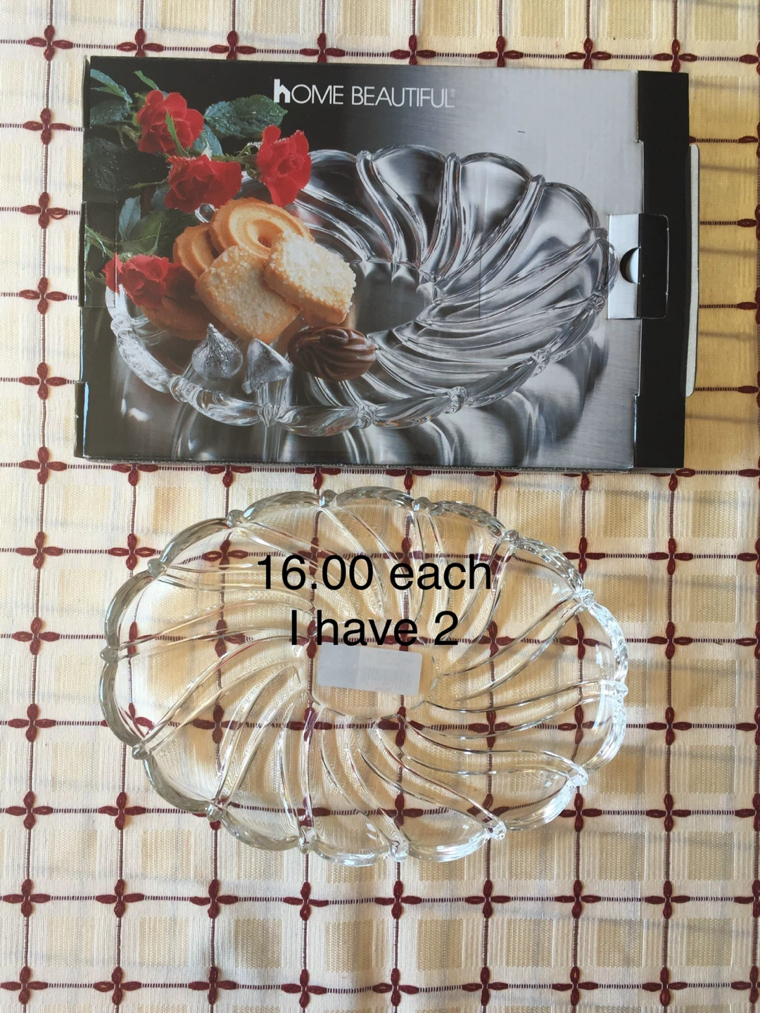 $10 each Home Beautiful Crystal Glass Serving Platter