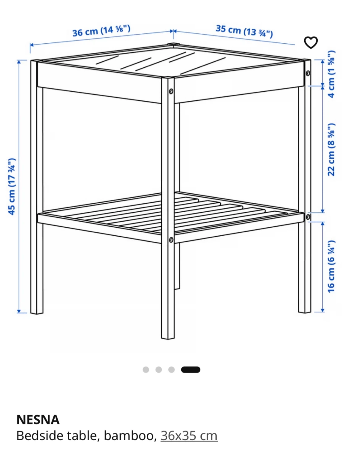 IKEA NESNA Bedside Table in Bamboo - photo 3