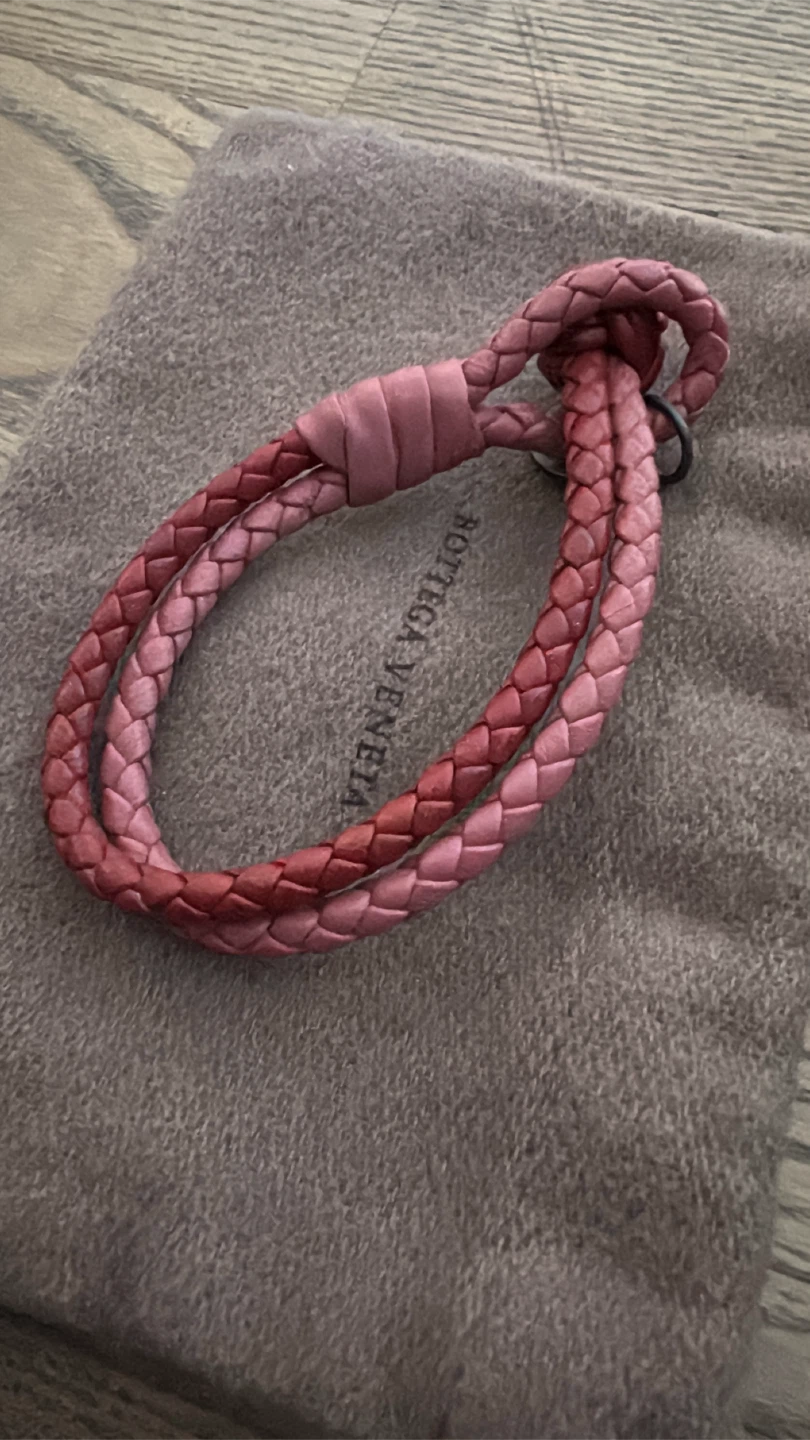 Authentic Bottega Veneta Pink Braided Leather Bracelet