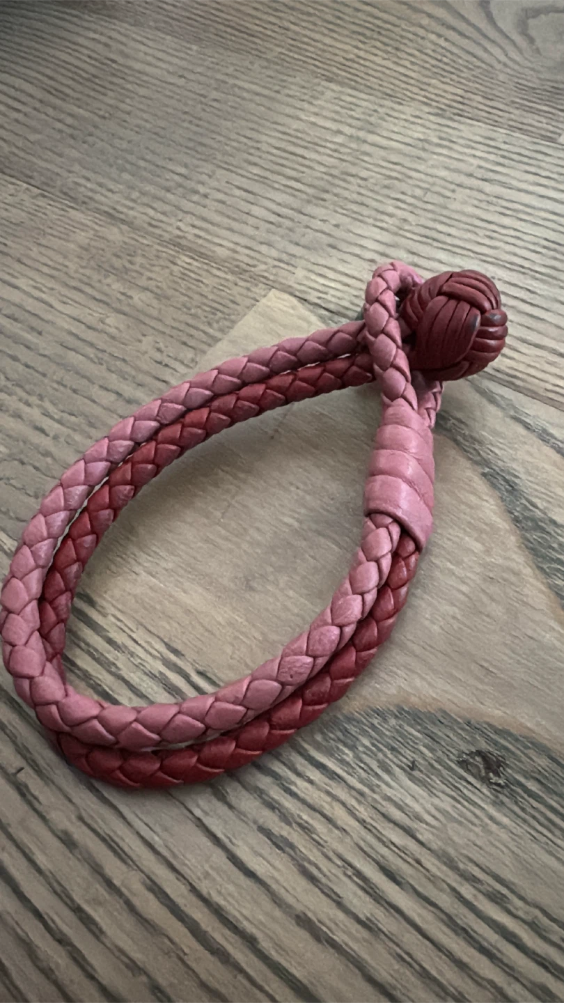 Authentic Bottega Veneta Pink Braided Leather Bracelet - photo 3