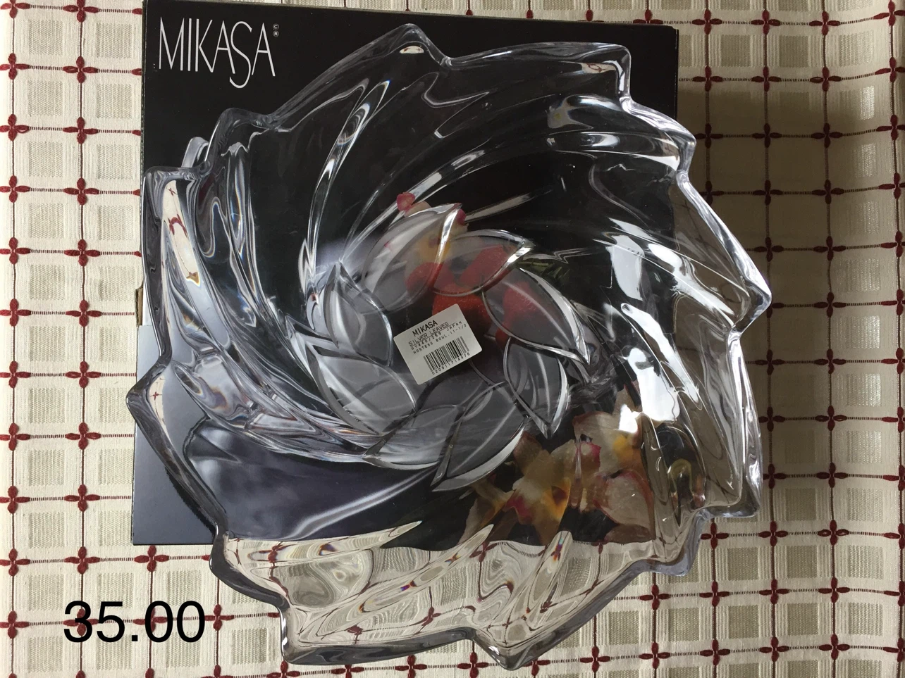 Mikasa Silver Leaves crystal Hostess Bowl