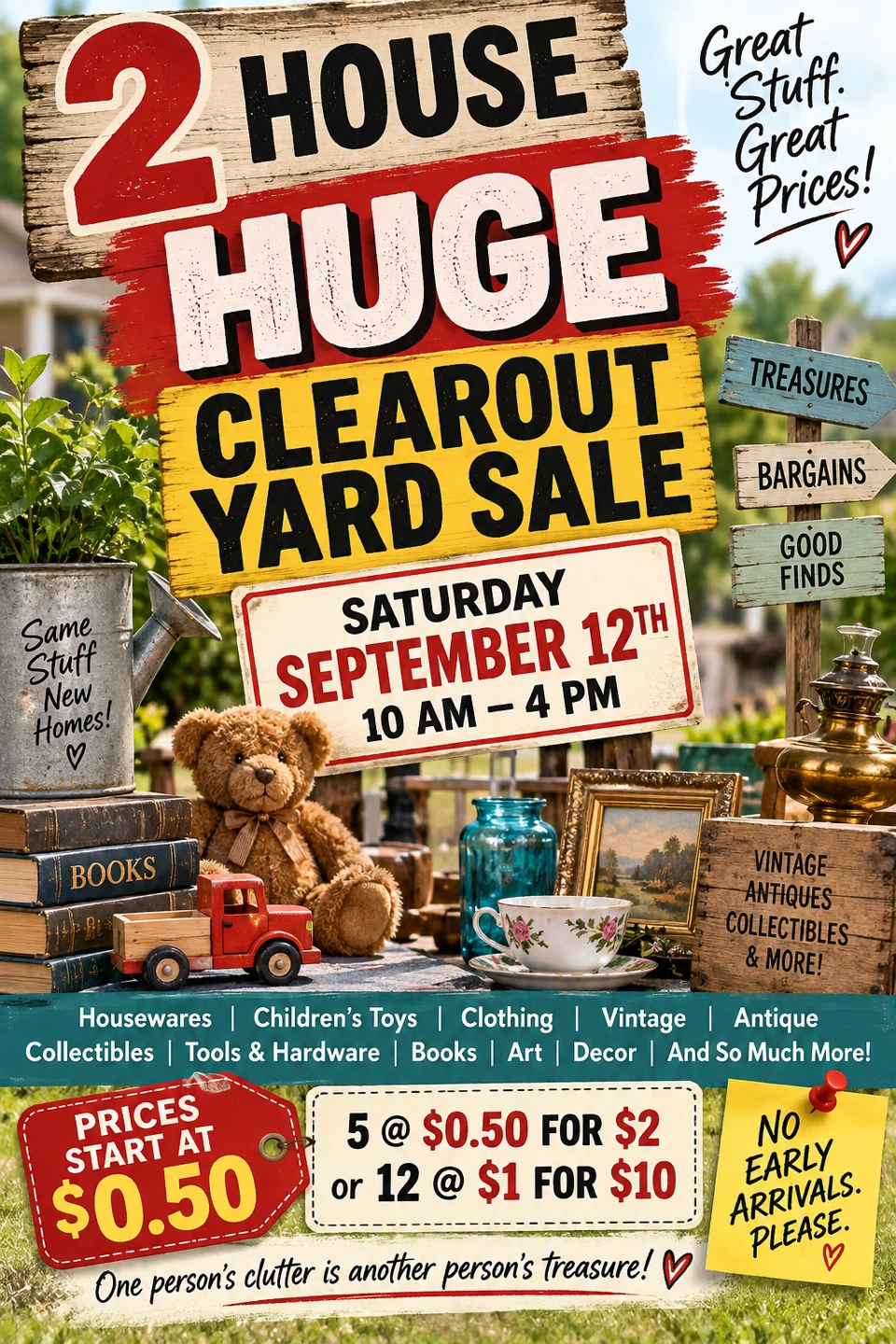 2 House Huge Clearout Yard Sale – Saturday Sept 12