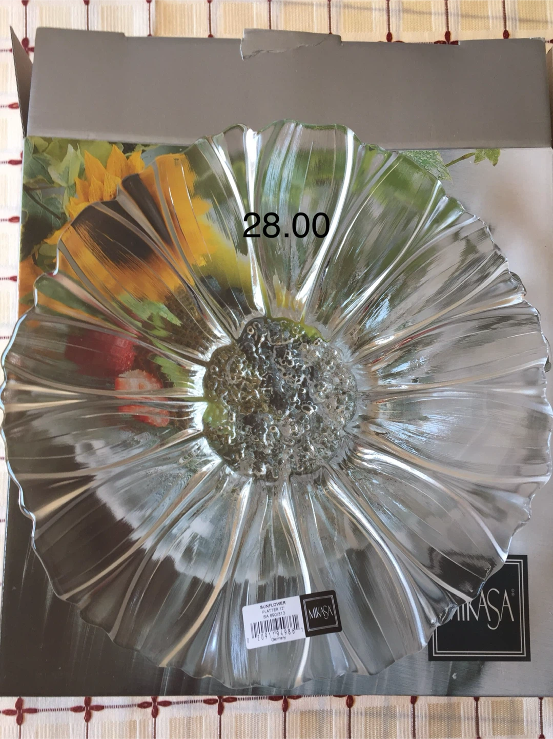 20 each . Set of two Mikasa Sunflower Glass Relish Tray