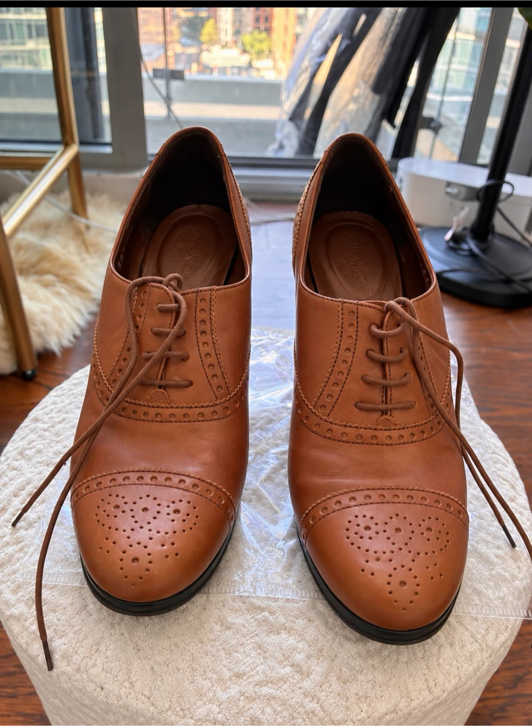 J Crew Brown Brogue Heels