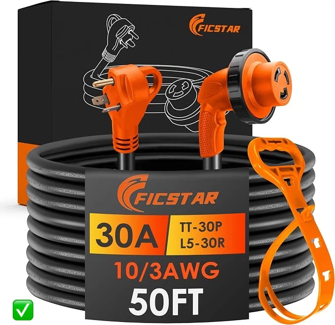 Ficstar 30A RV Extension Cord 50ft