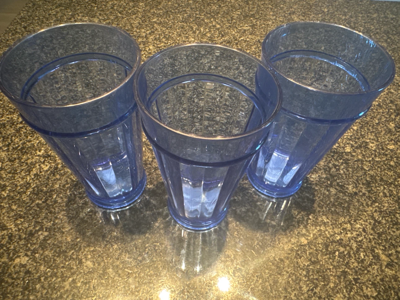 Set of 3 Blue Plastic Cups
