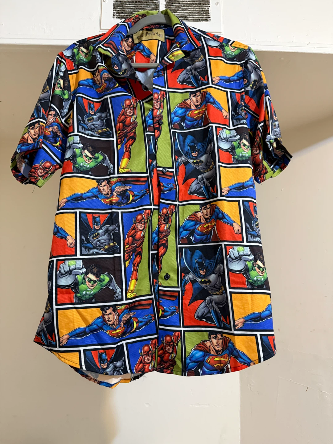 Posh Man DC Comics Superhero Button-Up Shirt