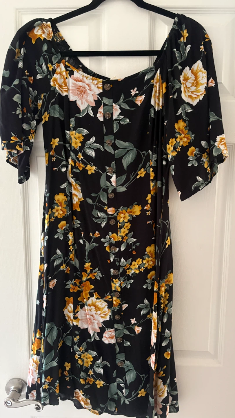 Indigo Rose Floral Midi Dress - Size M