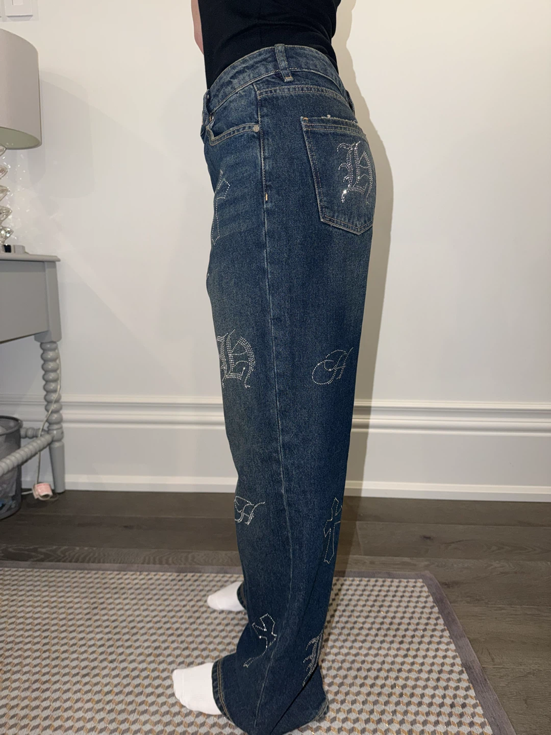 HOODRICH Rhinestone Baggy Jeans - Size S - photo 2