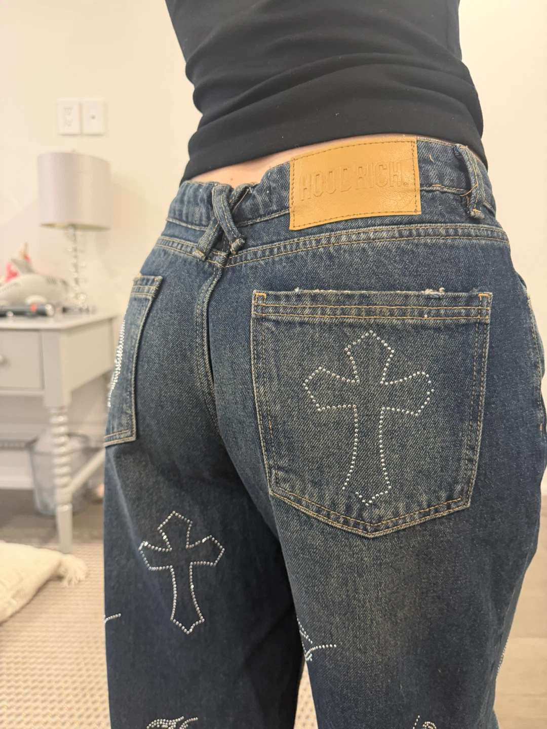 HOODRICH Rhinestone Baggy Jeans - Size S - photo 4
