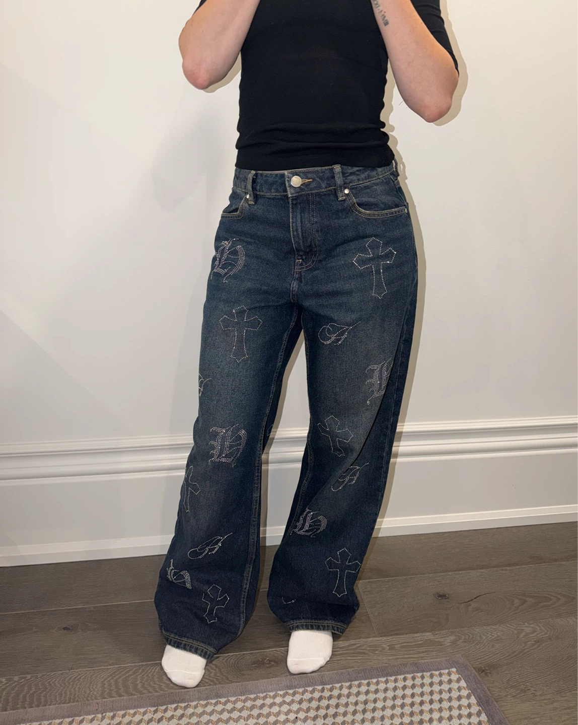 HOODRICH Rhinestone Baggy Jeans - Size S