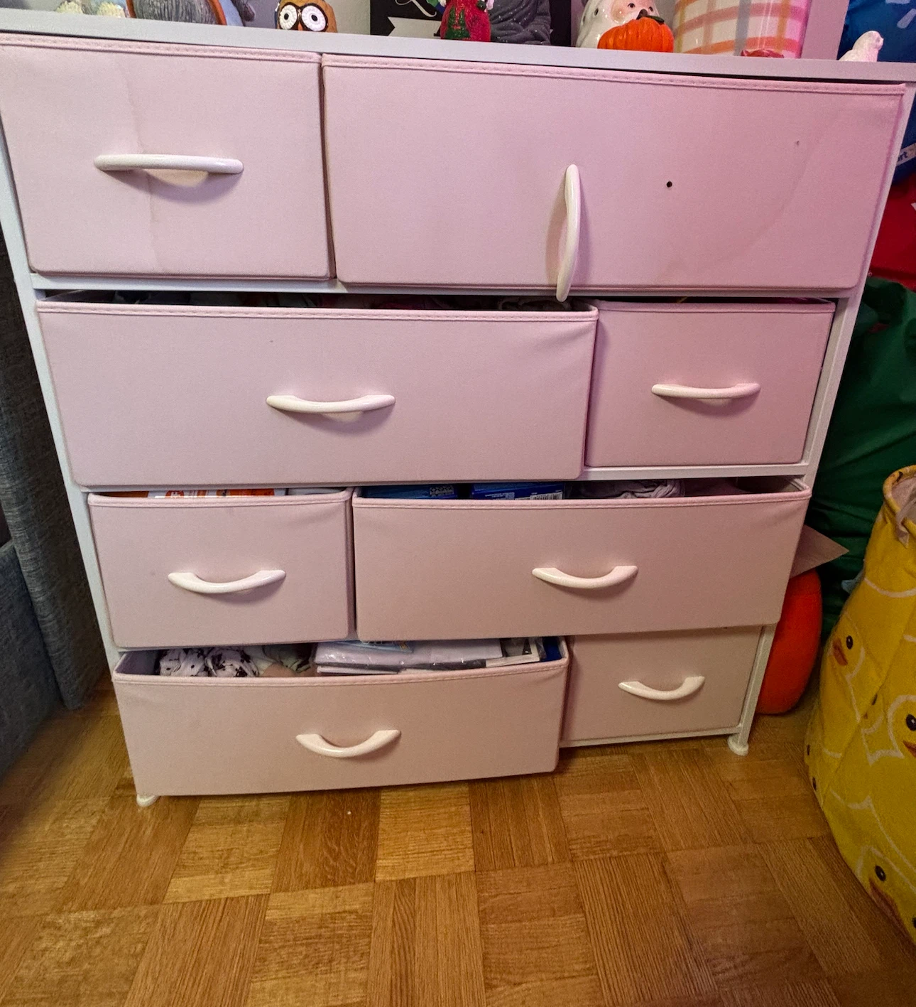 Pink Fabric Storage Drawer Bin