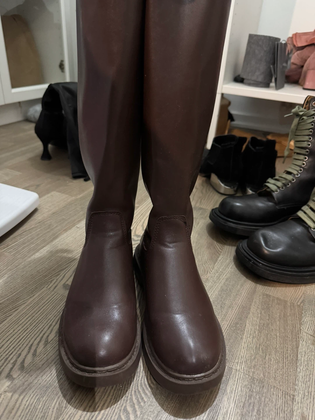 Dark brown knee-high boots