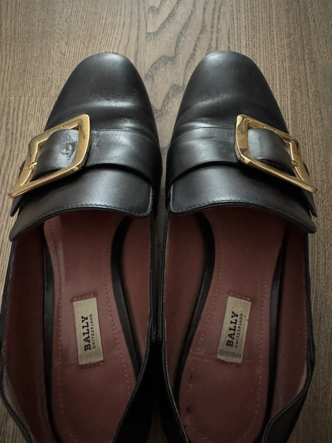 Authentic Bally Black Leather Loafers Size 7