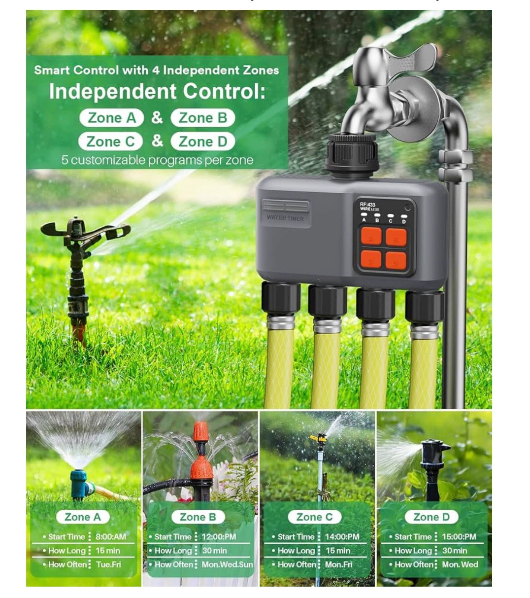Smart WiFi Water Timer 4-Zone, Sprinkler Timer - photo 4