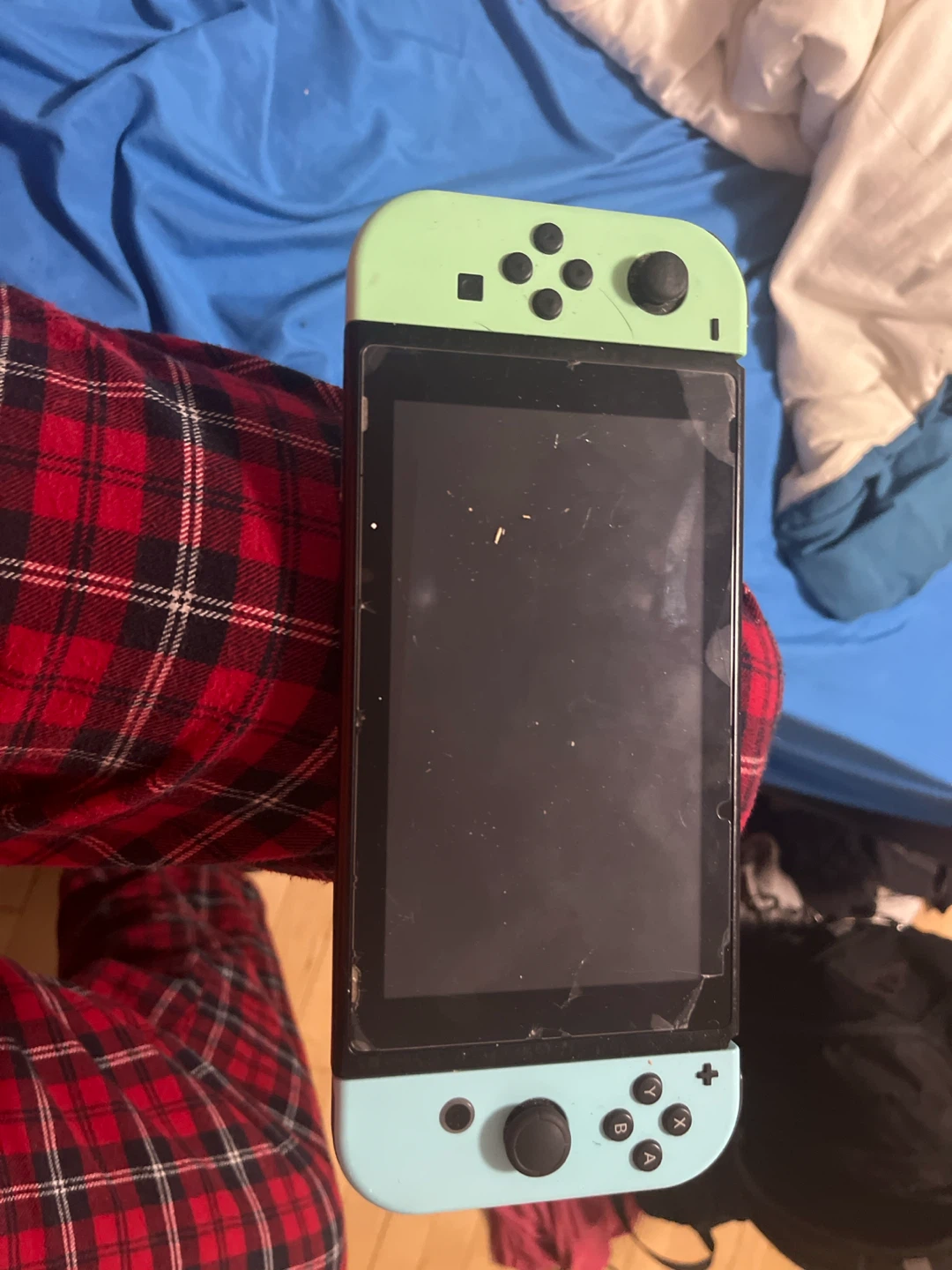 Nintendo Switch console with pastel Joy-Cons