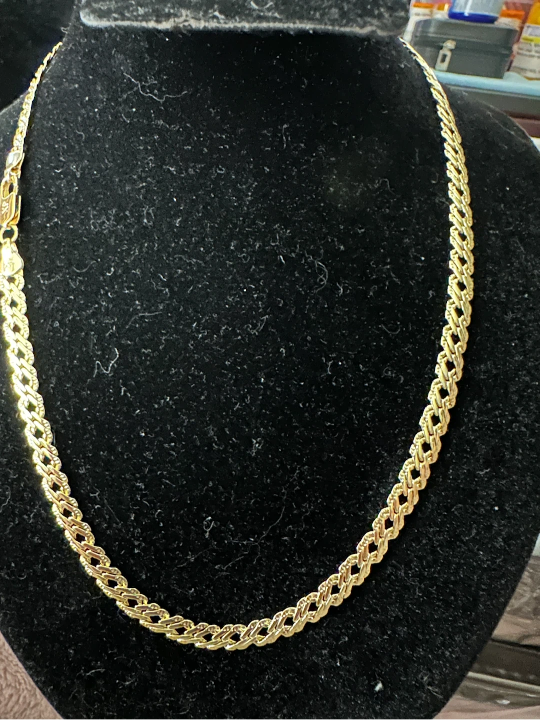 14k Gold Tone laminated Textured Chain Necklace