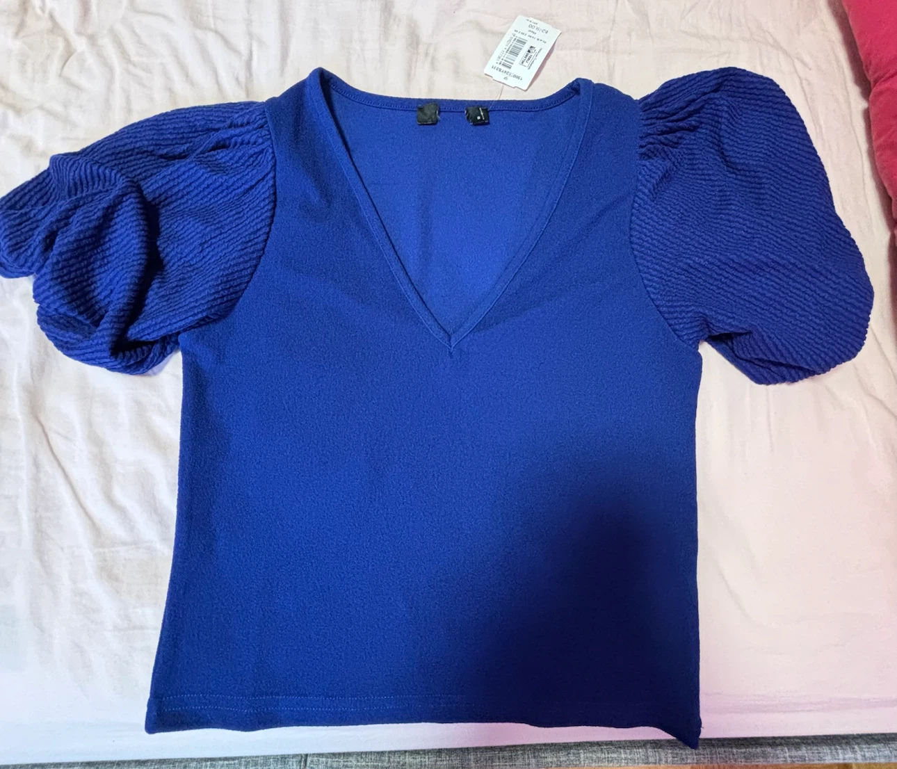 New Blue Puff Sleeve Top – Size Small