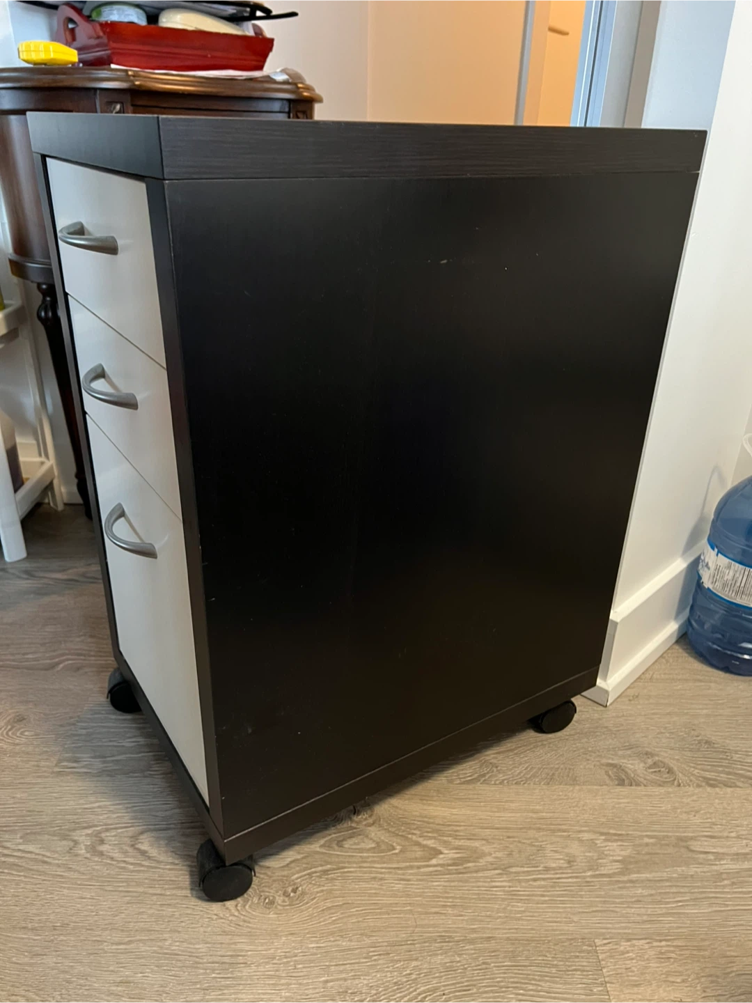 Black and white 3-drawer mobile filing cabinet - photo 2