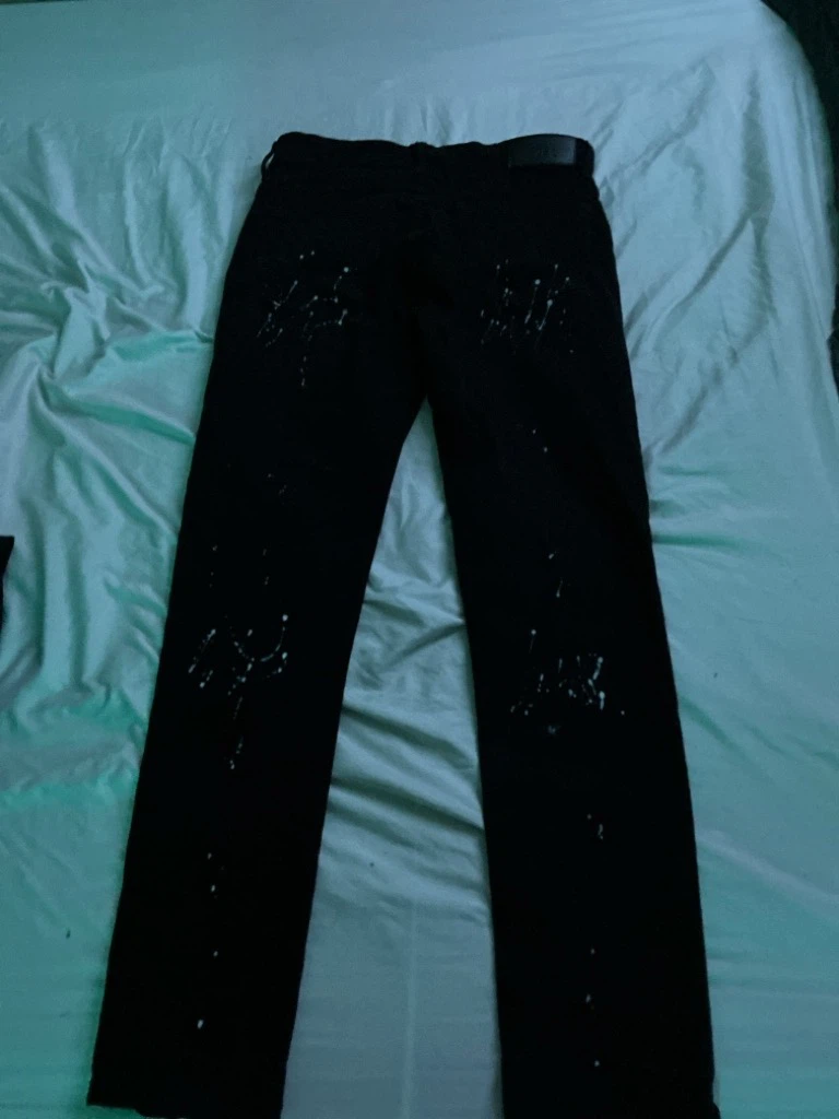 Black Distressed Paint Splatter Jeans - photo 2