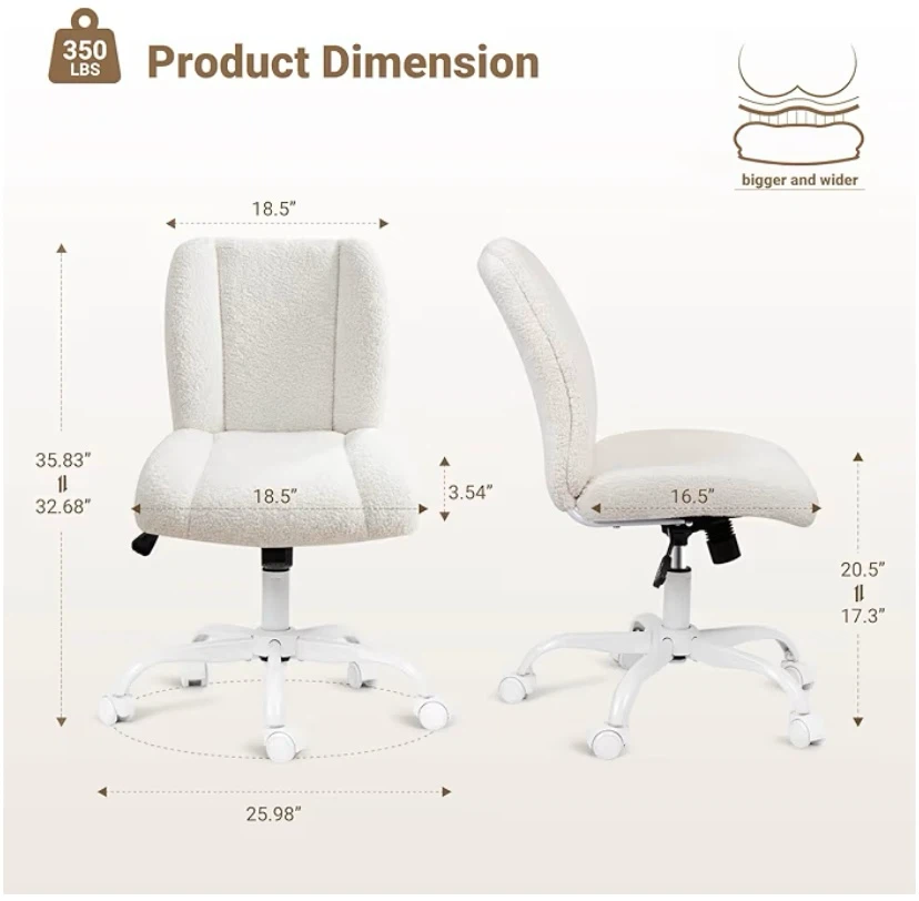 New Teddy Fleece Desk Chair / Vanity Chair - photo 2
