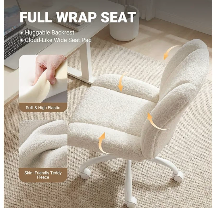 New Teddy Fleece Desk Chair / Vanity Chair - photo 3