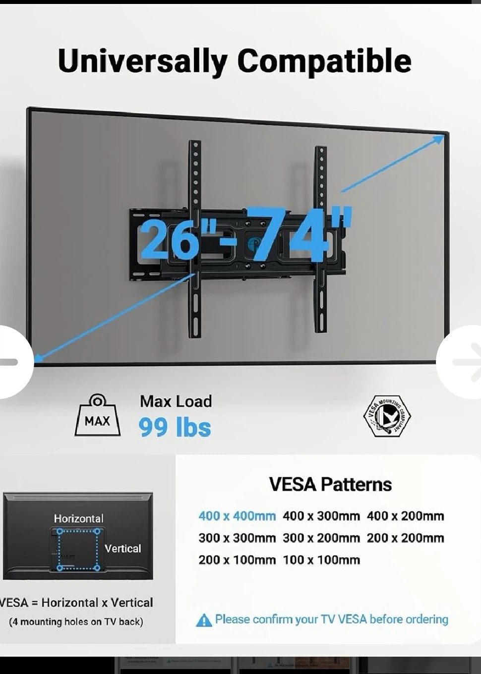 Full-Motion TV Wall Mount PIMFK1 - photo 2