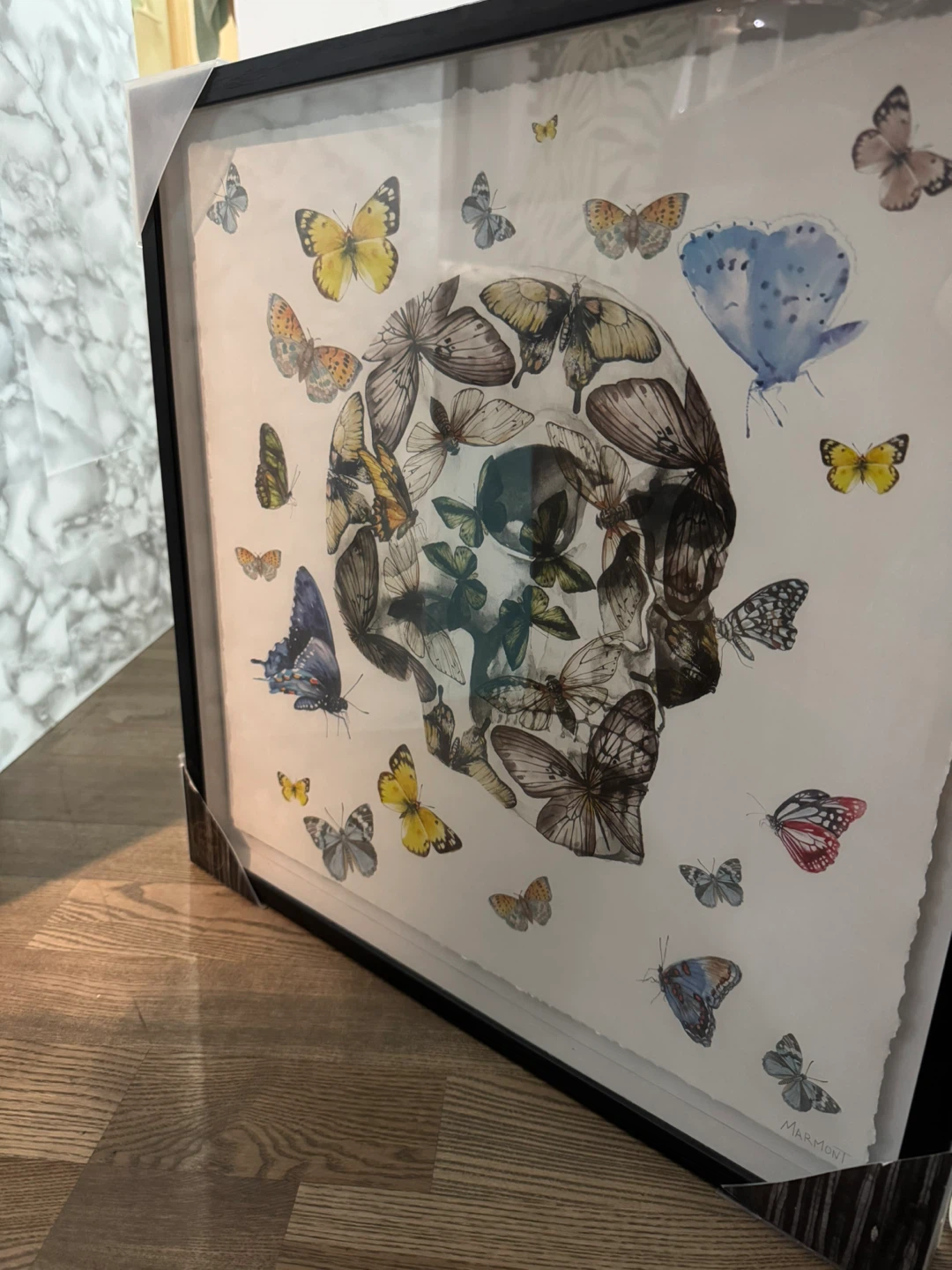 Marmont Hill Butterfly Skull Framed Wall Art