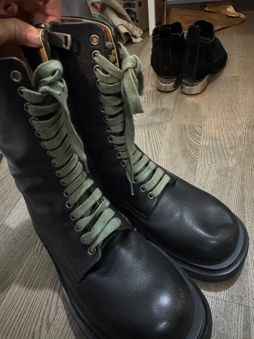 Black Leather Lace-Up Boots Size 37 - photo 2