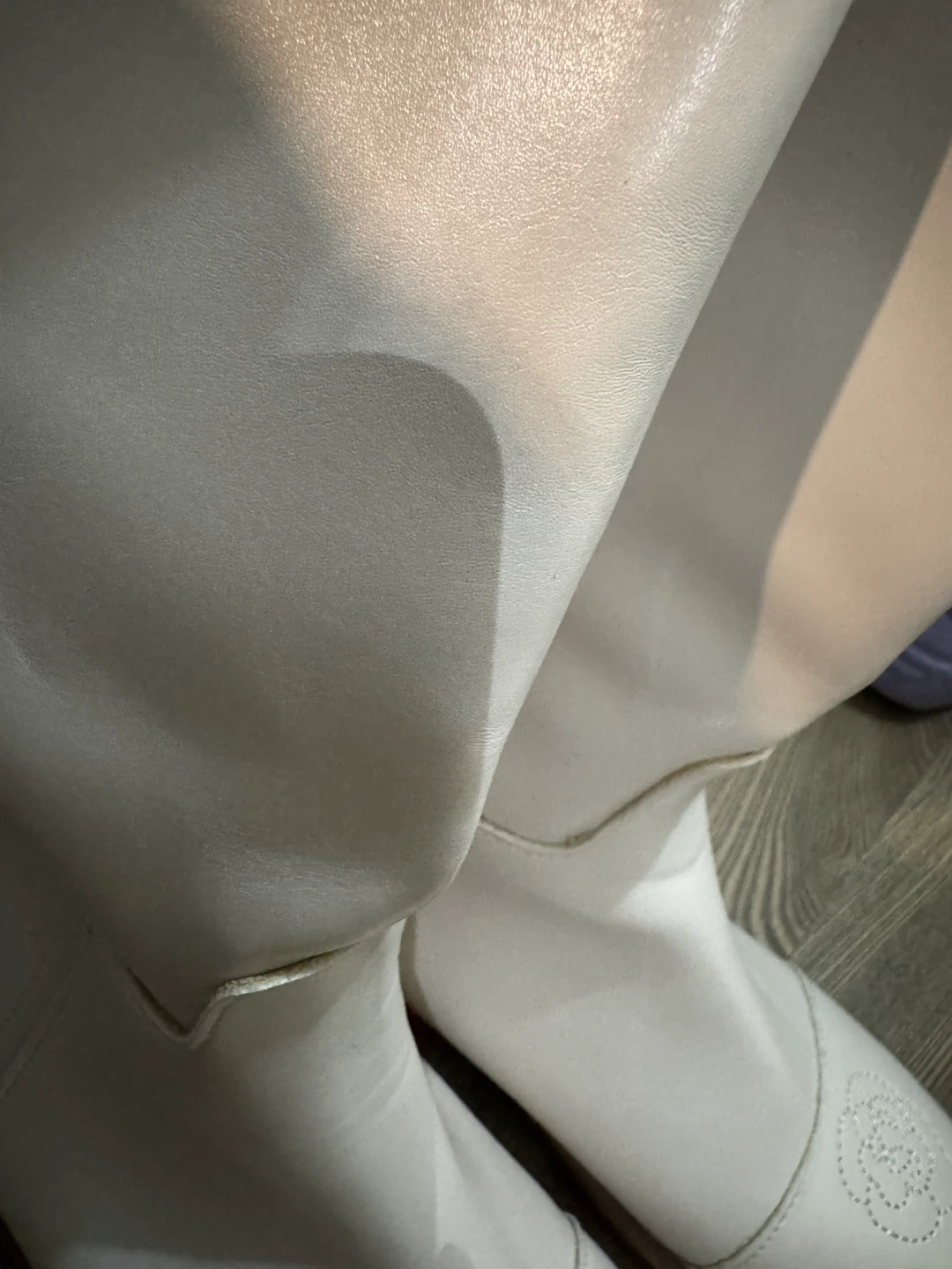 Size 37- White Faux Leather Mid-Calf Boots - photo 3