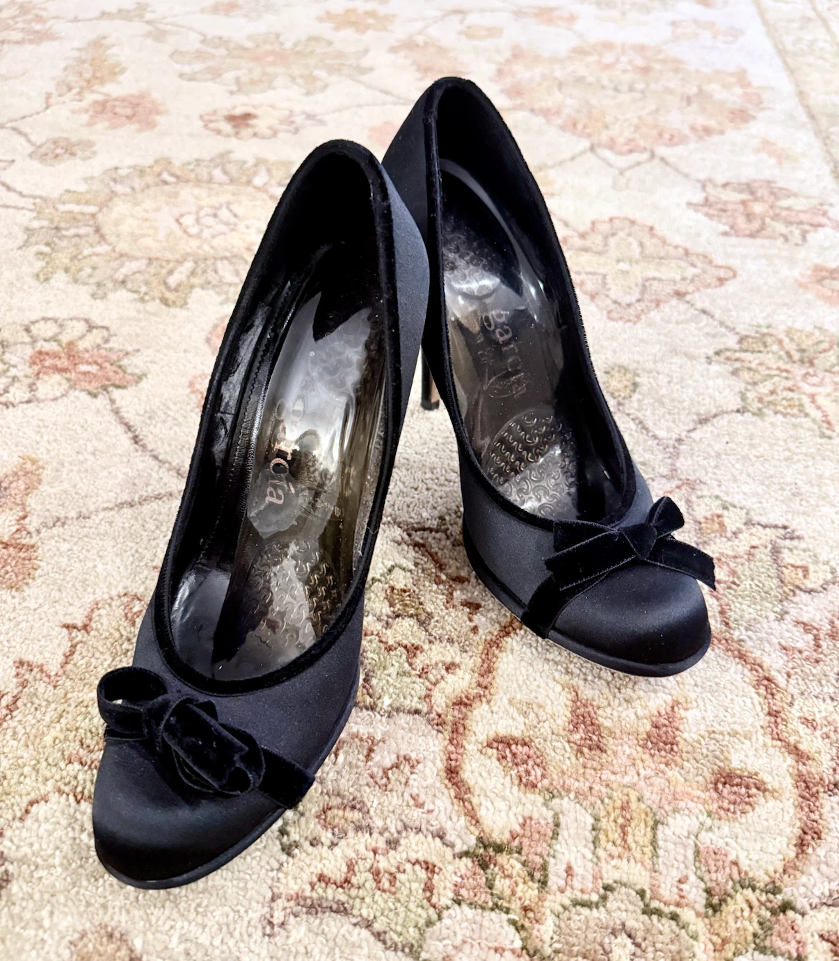 Pedro Garcia Veronica-S Black Satin Heels Size 39.5