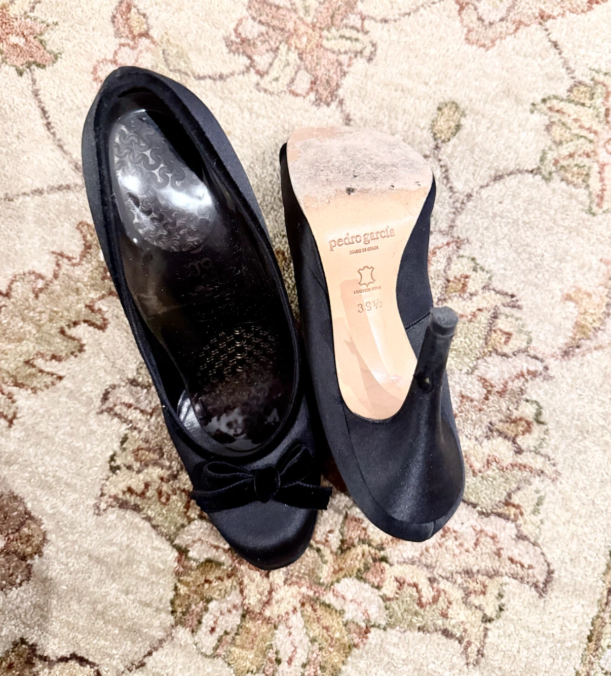 Pedro Garcia Veronica-S Black Satin Heels Size 39.5 - photo 3