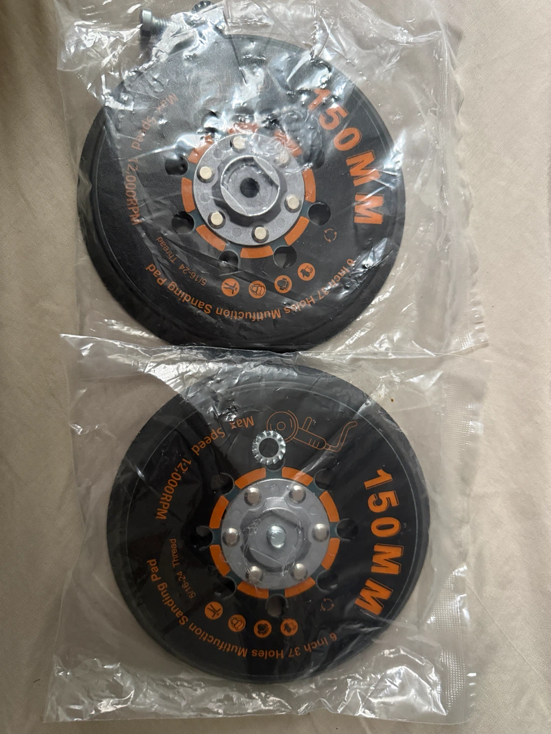 Two 6 Inch Multifunction Sanding Pads