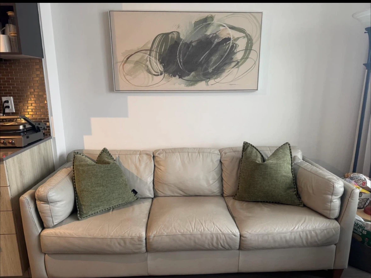 Light Grey Leather Sofa Made in Italy