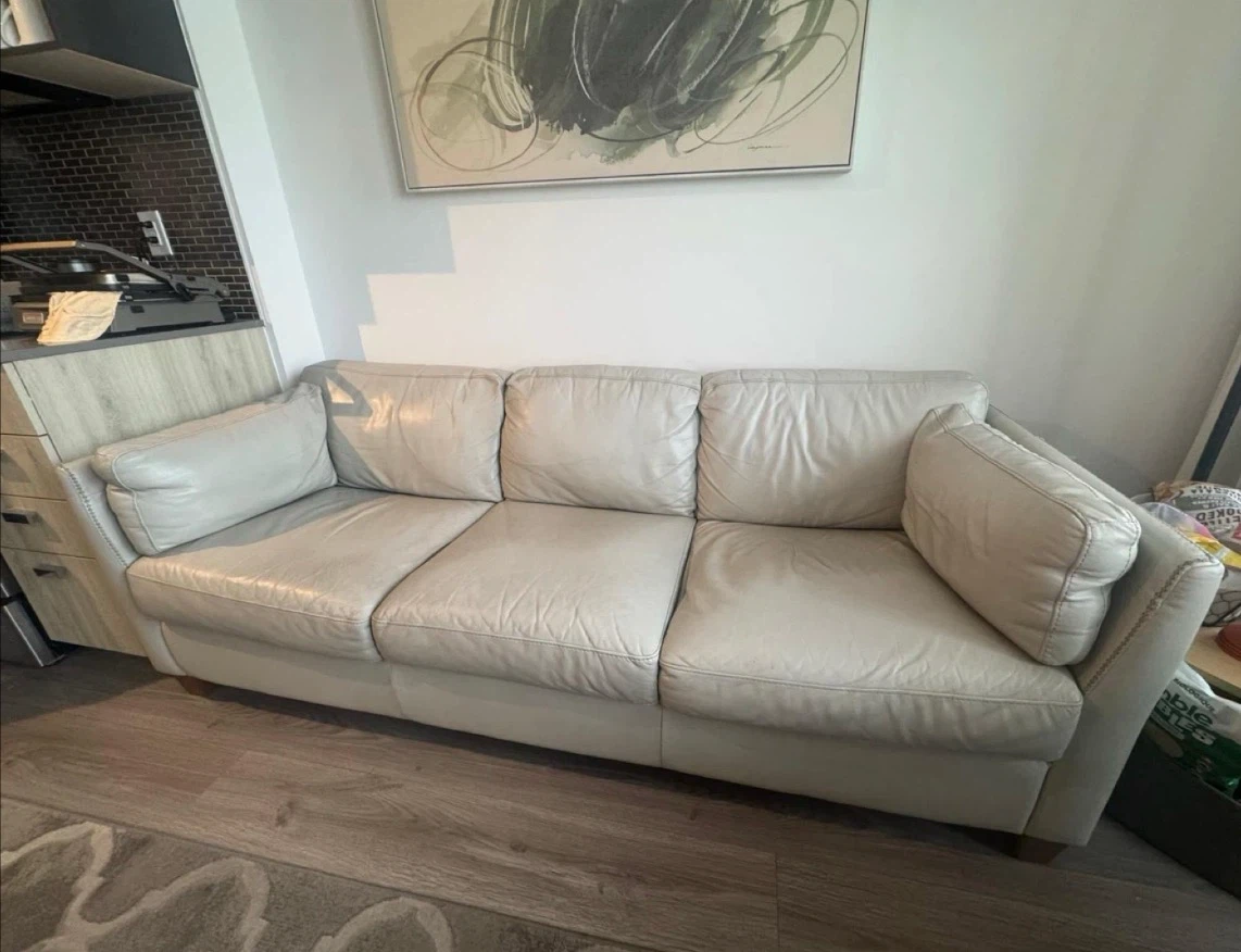Light Grey Leather Sofa Made in Italy - photo 2