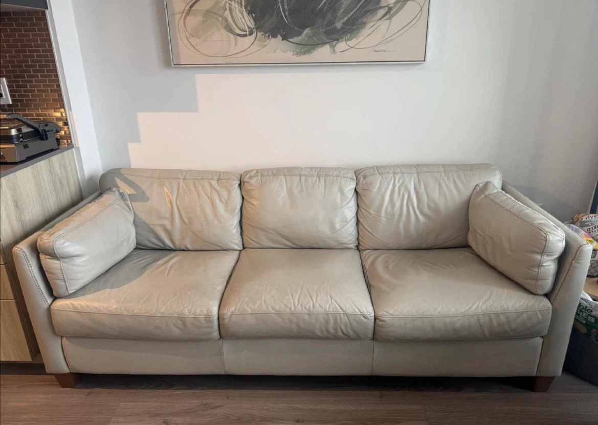 Light Grey Leather Sofa Made in Italy - photo 3