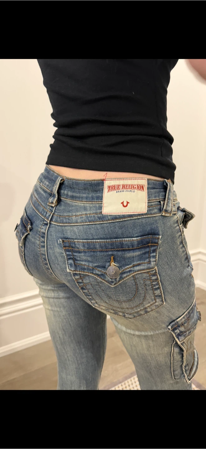 True Religion Y2K Cargo Flare Jeans Size 24 - photo 5