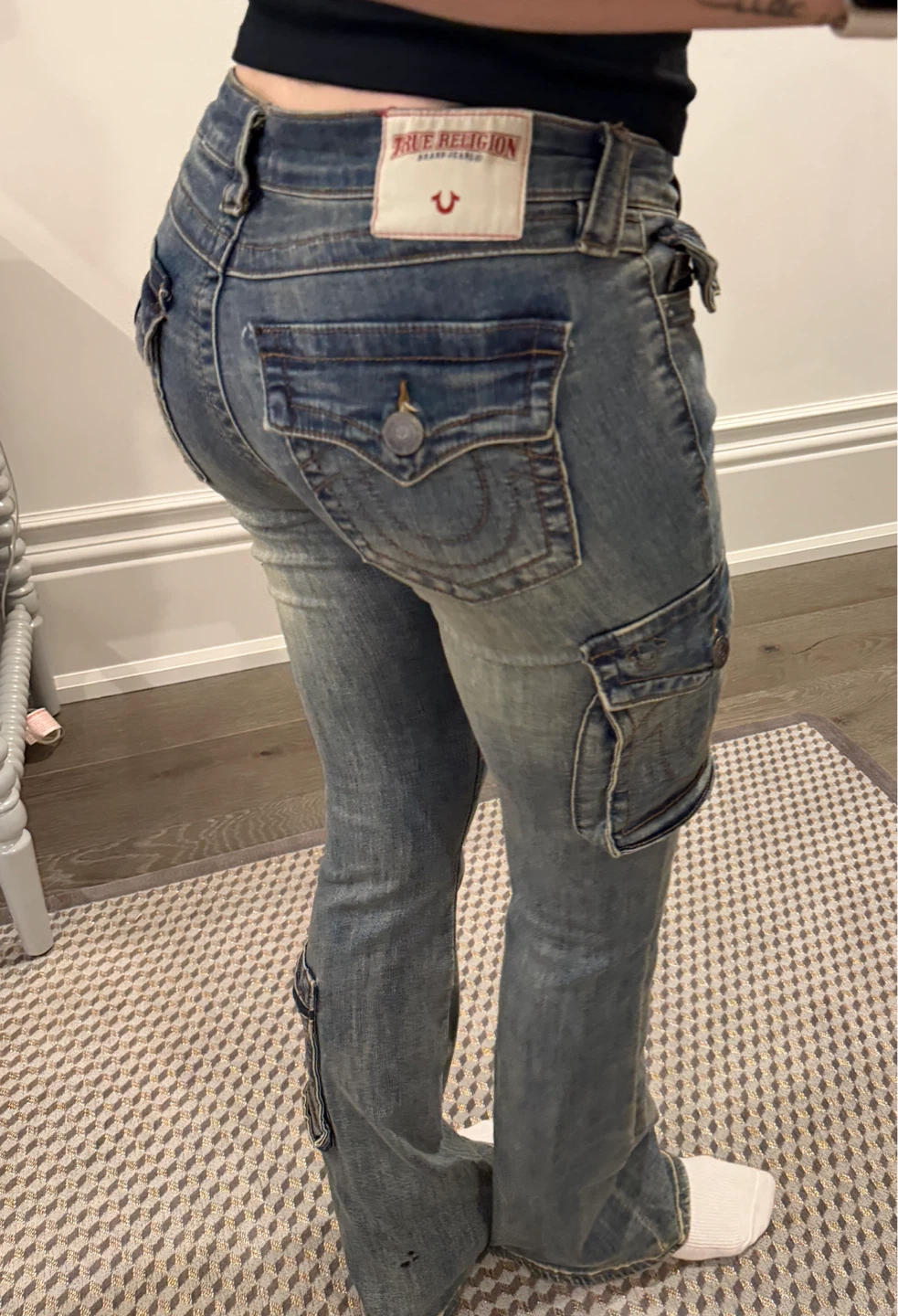 True Religion Y2K Cargo Flare Jeans Size 24 - photo 4