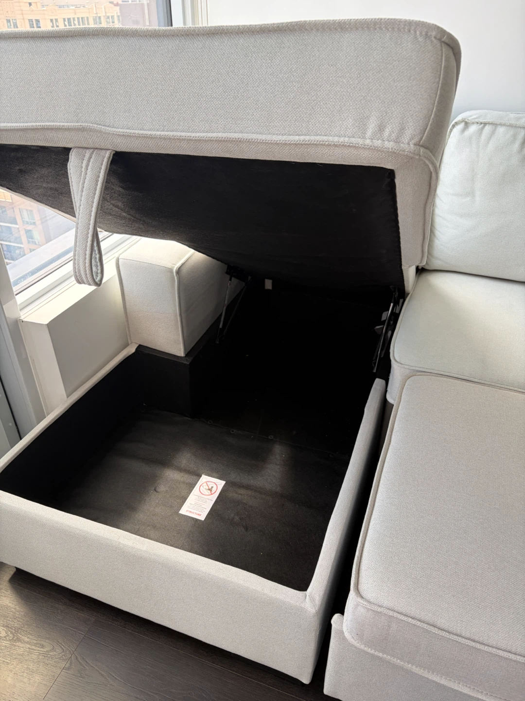 Cream Sectional Sofa with Storage and Sleeper - photo 4