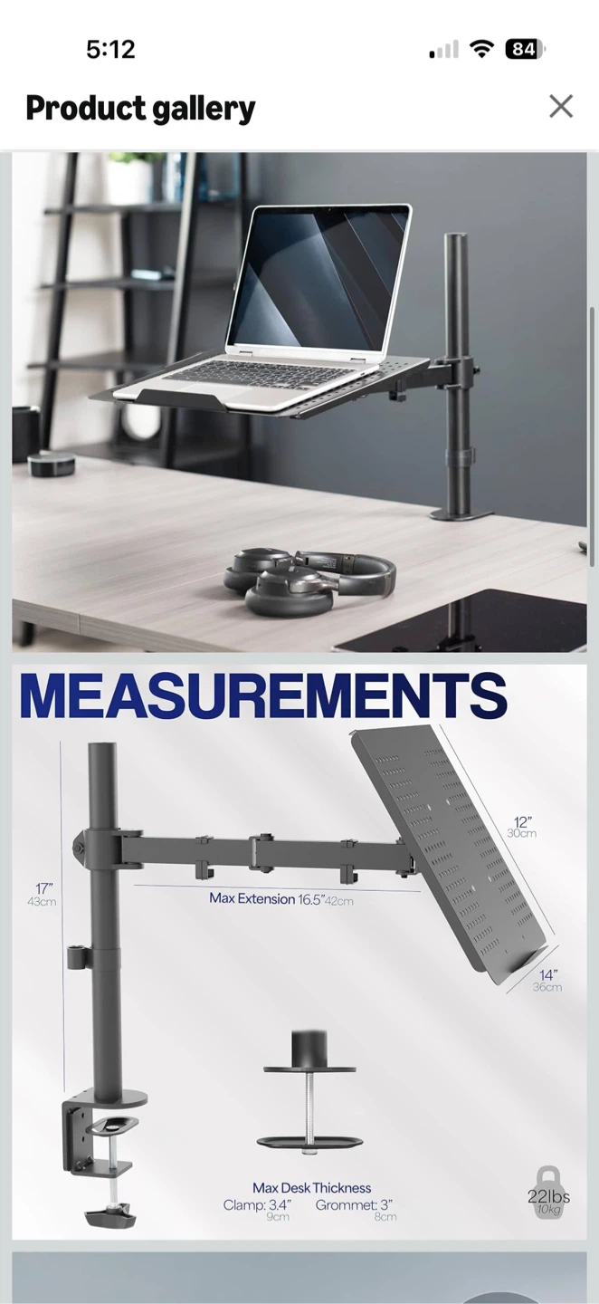 Single Laptop Notebook Desk Mount - photo 2