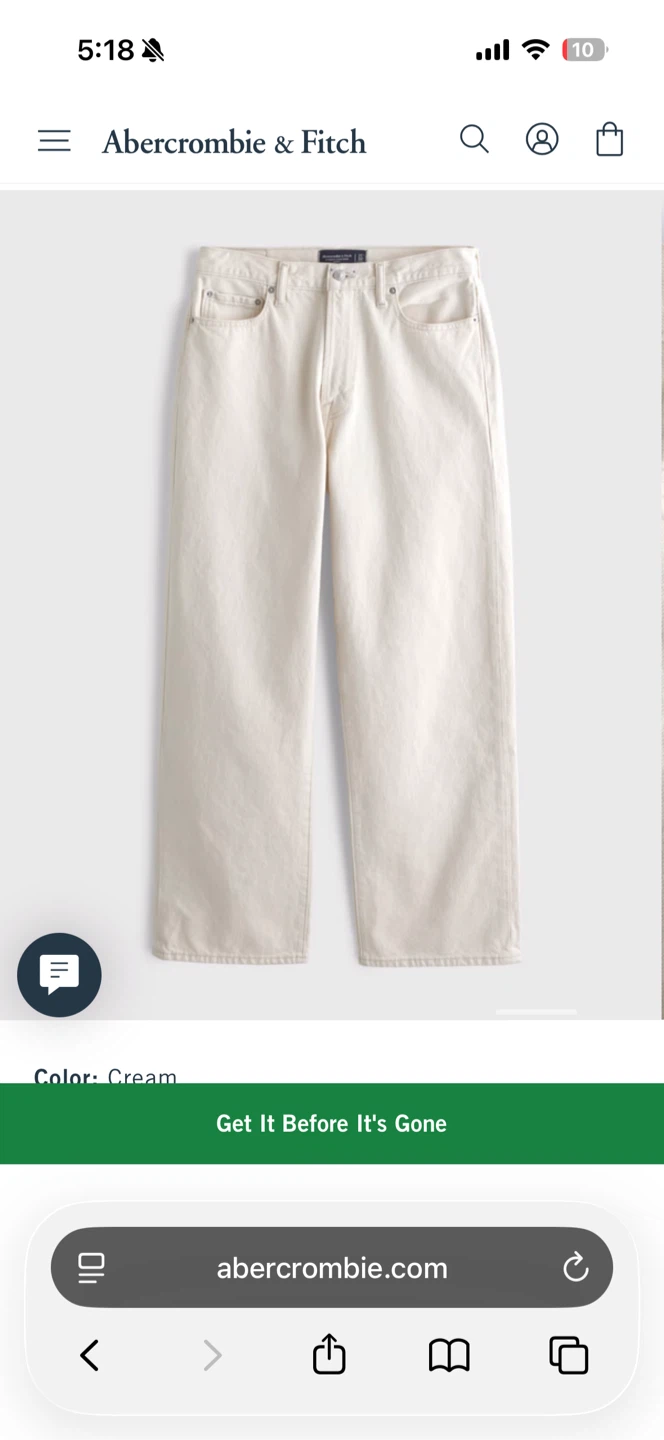 Abercrombie Cream Baggy Denim