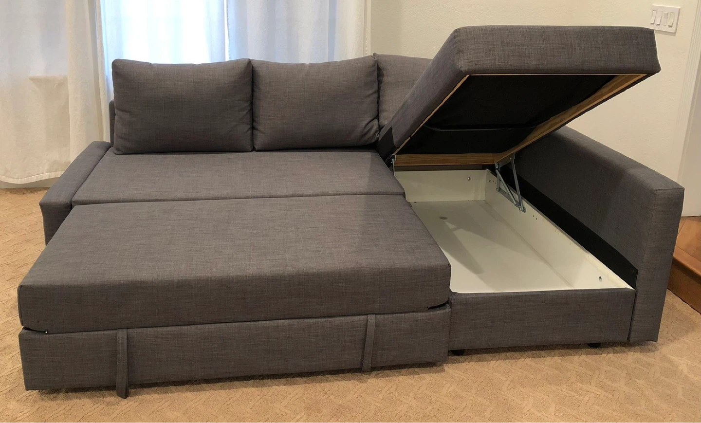 Free delivery ikea Grey Sleeper Sofa with Storage - photo 2