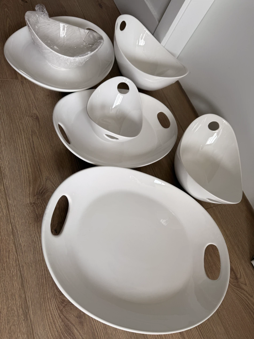 Set of White Dolomite Serving Bowls and Platters - photo 2