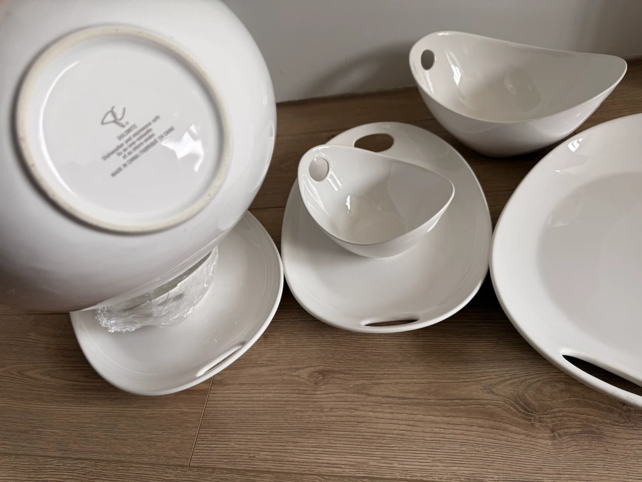 Set of White Dolomite Serving Bowls and Platters - photo 3